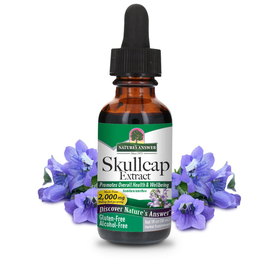 Nature's Answer Skullcap Alcohol-Free Herbal Supplement bottle label
