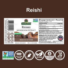 Close-up of Nature's Answer Reishi Mushroom Extract label