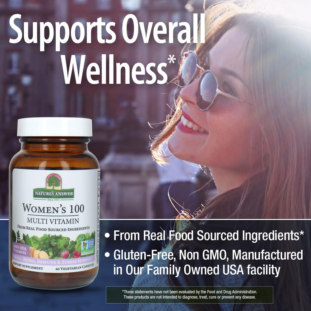Whole-food blend imagery for Nature's Answer Women's 100 Multivitamin