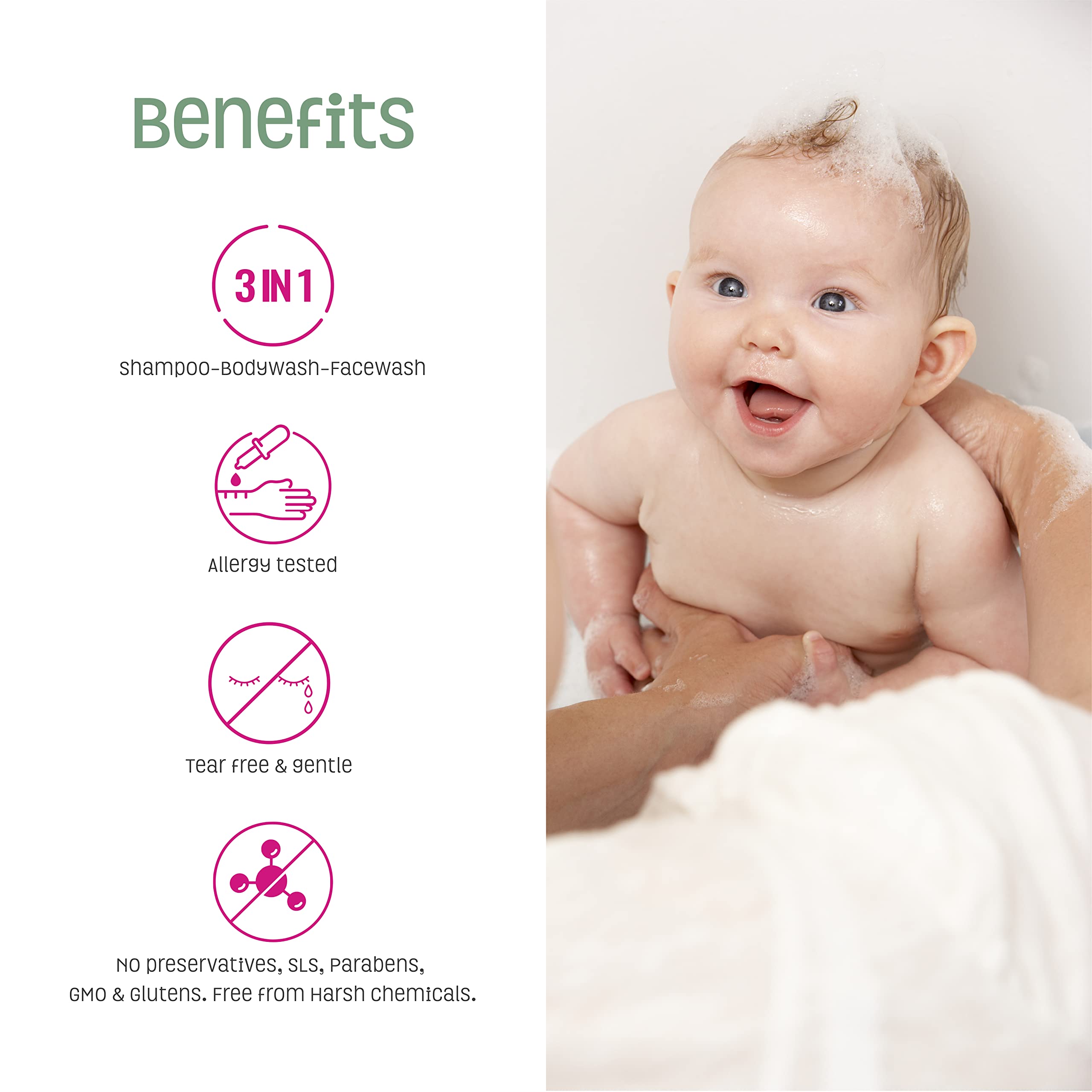 Back view showing bottle label for Nature's Baby Organics 3-in-1 Lavender Chamomile 16oz Pack of 2