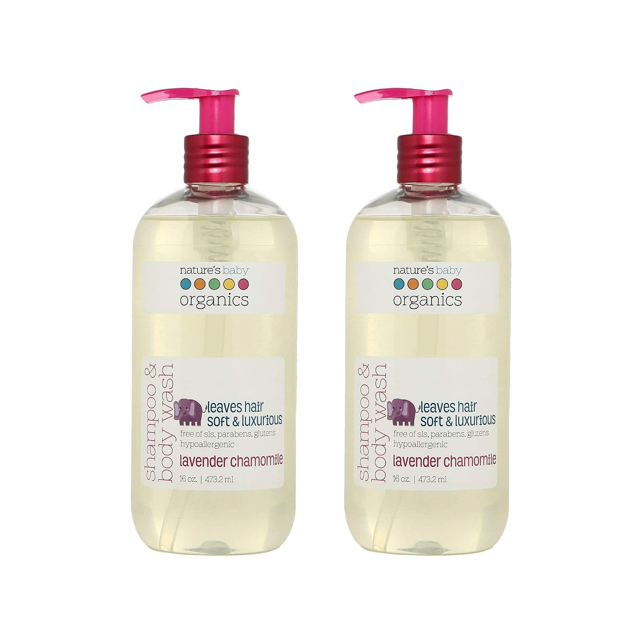 Front view of Nature's Baby Organics 3-in-1 Lavender Chamomile 16oz Pack of 2