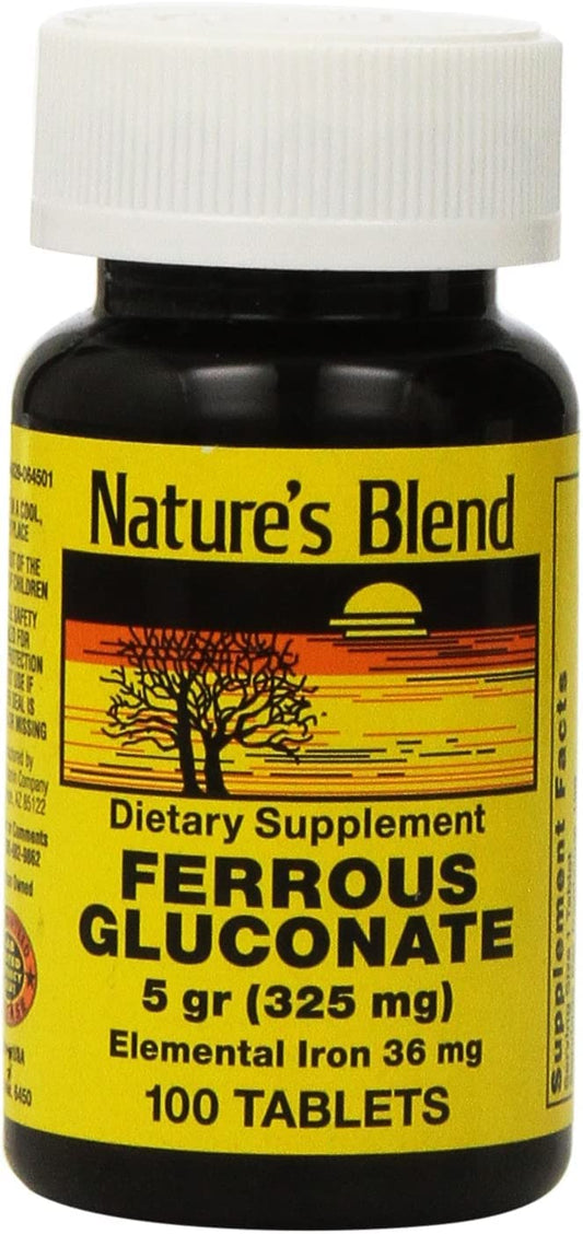 Nature`s Blend Ferrous Gluconate 324 mg bottle - 100 count