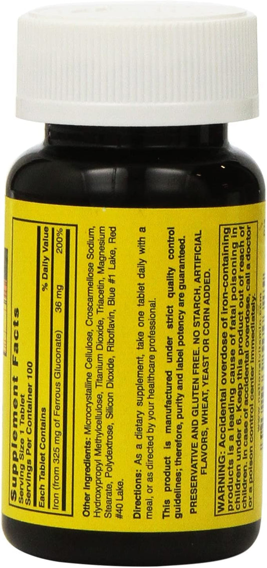 Ferrous Gluconate tablets close-up - 324 mg