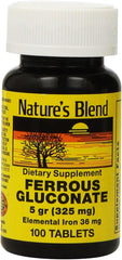 Nature`s Blend Ferrous Gluconate pack with two bottles