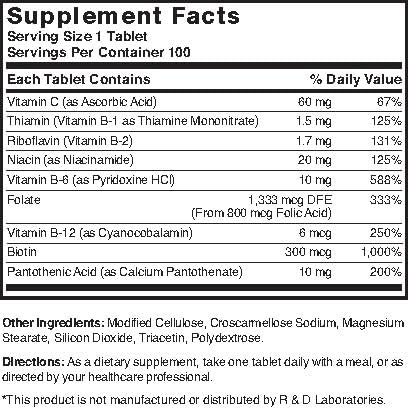 Gluten-free Nature's Blend B-complex powder packaging and serving scoop