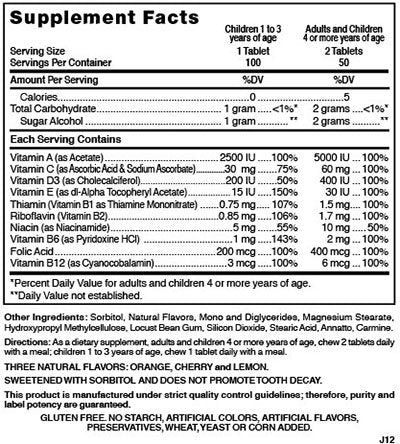 Packaging of Nature's Blend Honey Bears Chewable Multivitamin