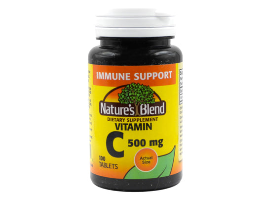 Nature's Blend Vitamin C 500 mg 100 tablets bottle - front view