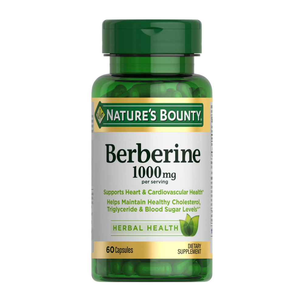 Nature's Bounty Berberine 1000mg capsules bottle front view
