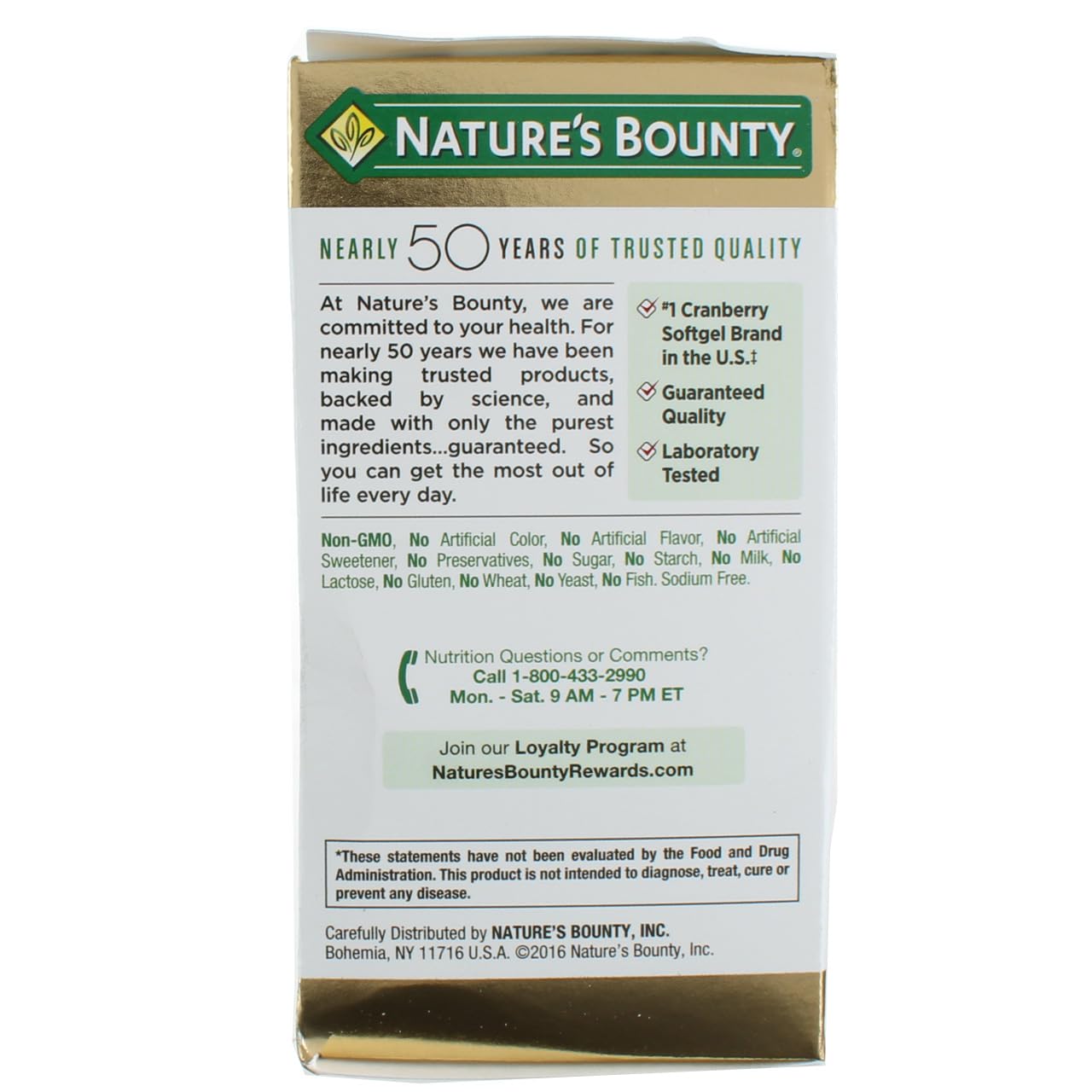 Two bottles of Nature's Bounty Cranberry Dietary Supplement pack of 2