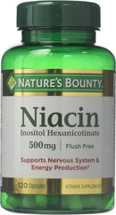 Two Nature's Bounty Flush Free Niacin 500 mg bottles