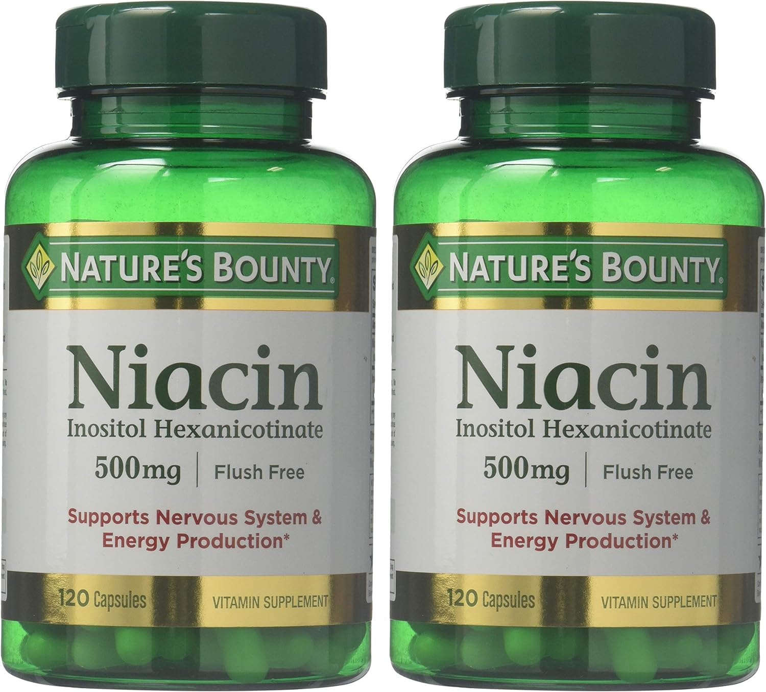 Close-up of flush-free niacin 500 mg label