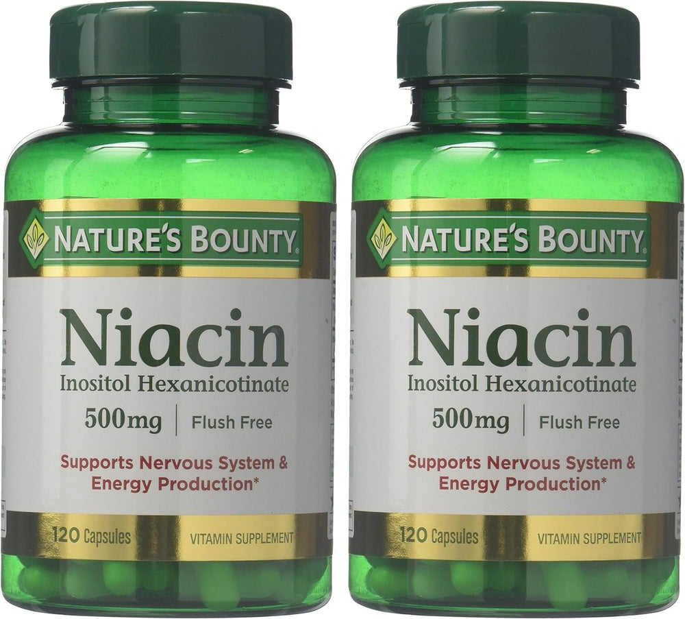 Close-up of flush-free niacin 500 mg label