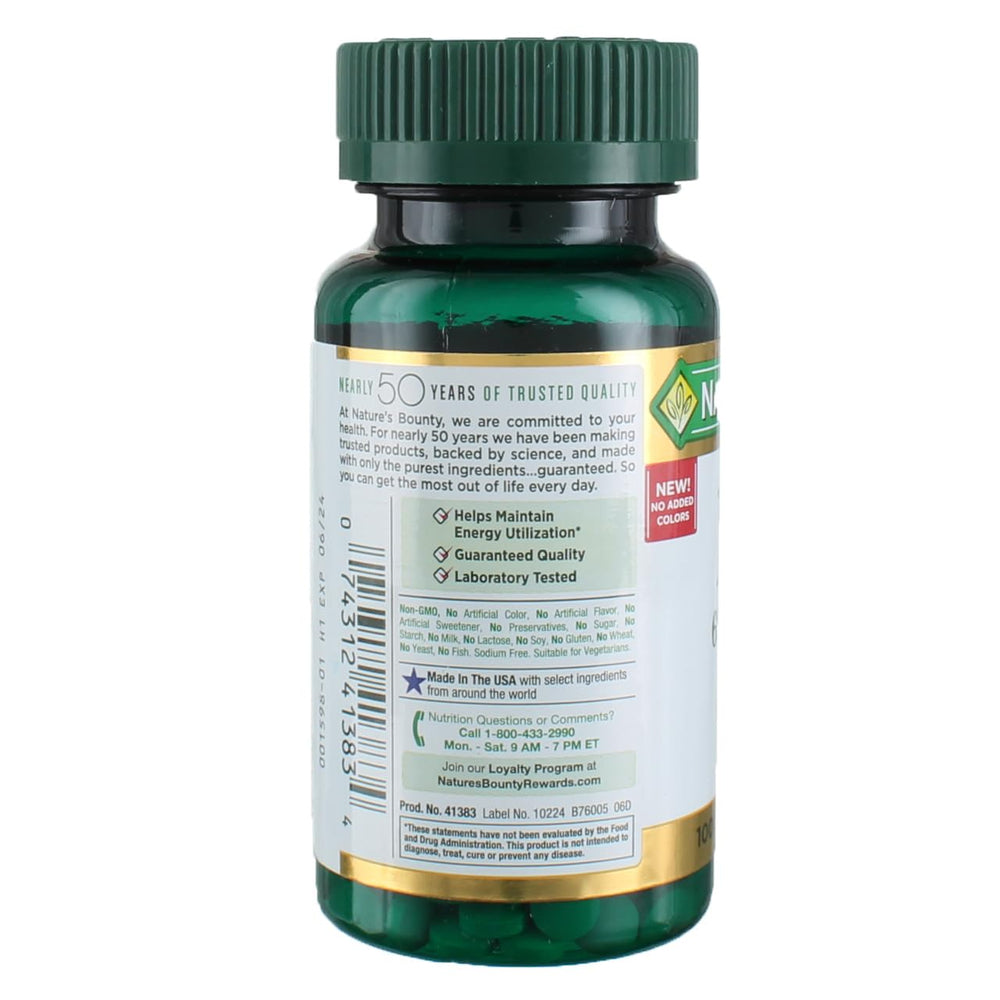 Nutritional information graphic for Nature's Bounty Iron 65 mg