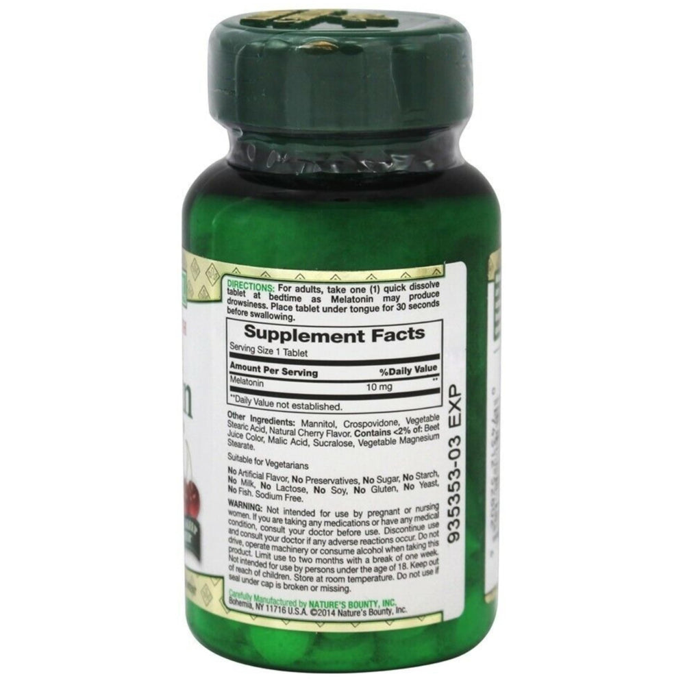 Close-up of a melatonin quick-dissolve tablet