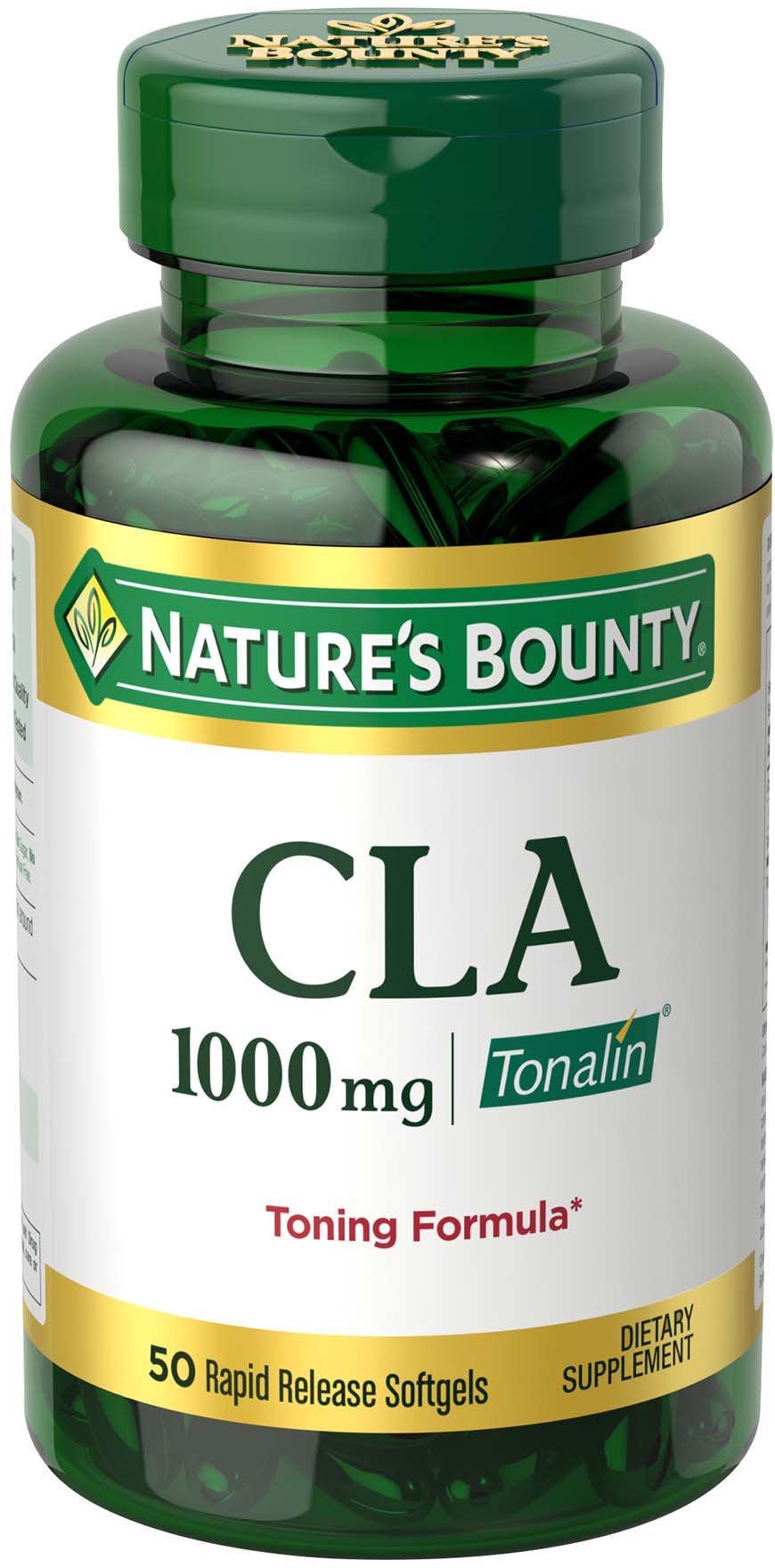 Nature's Bounty Tonalin CLA 1000mg rapid-release softgels bottle