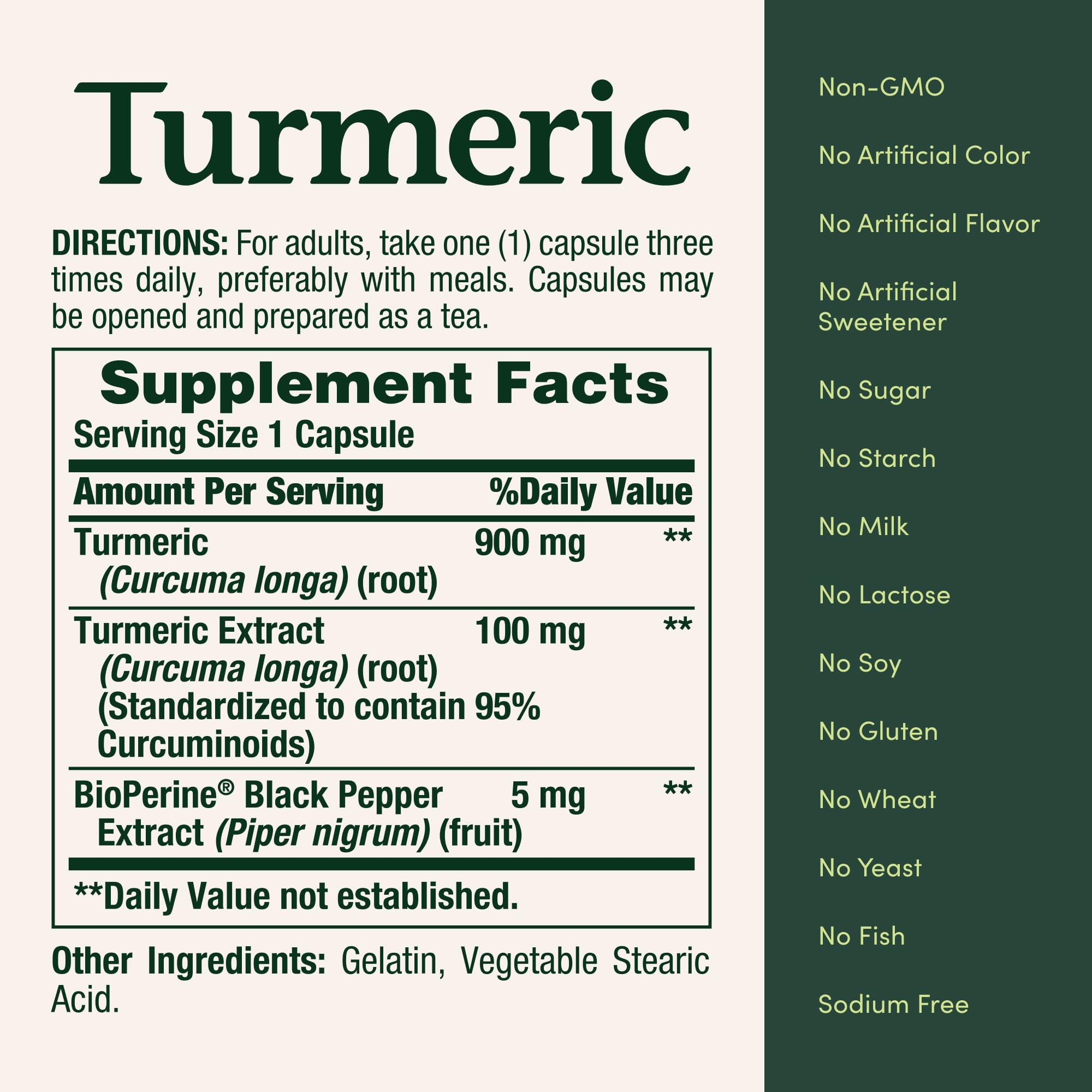 Turmeric capsules with Black Pepper Extract (BioPerine) - 1000mg, 60-count