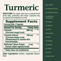 Turmeric capsules with Black Pepper Extract (BioPerine) - 1000mg, 60-count