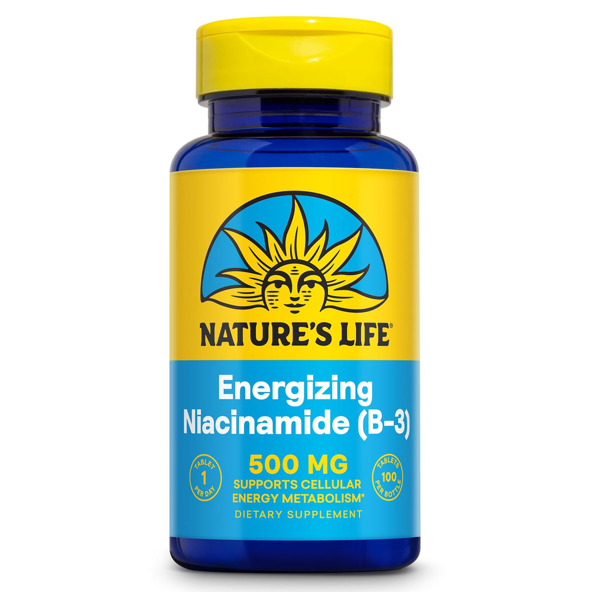 Nature's Life Niacinamide 500mg bottle on white background