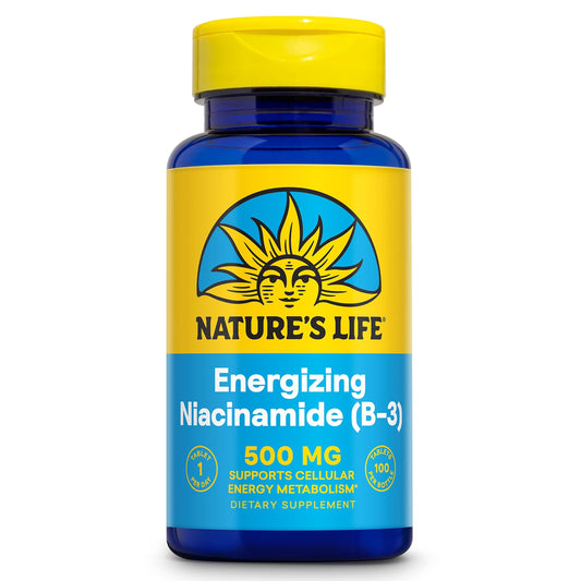 Nature's Life Niacinamide 500mg bottle on white background