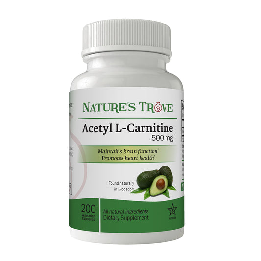 Nature's Trove ALCAR 500 mg bottle with 200 vegetarian capsules