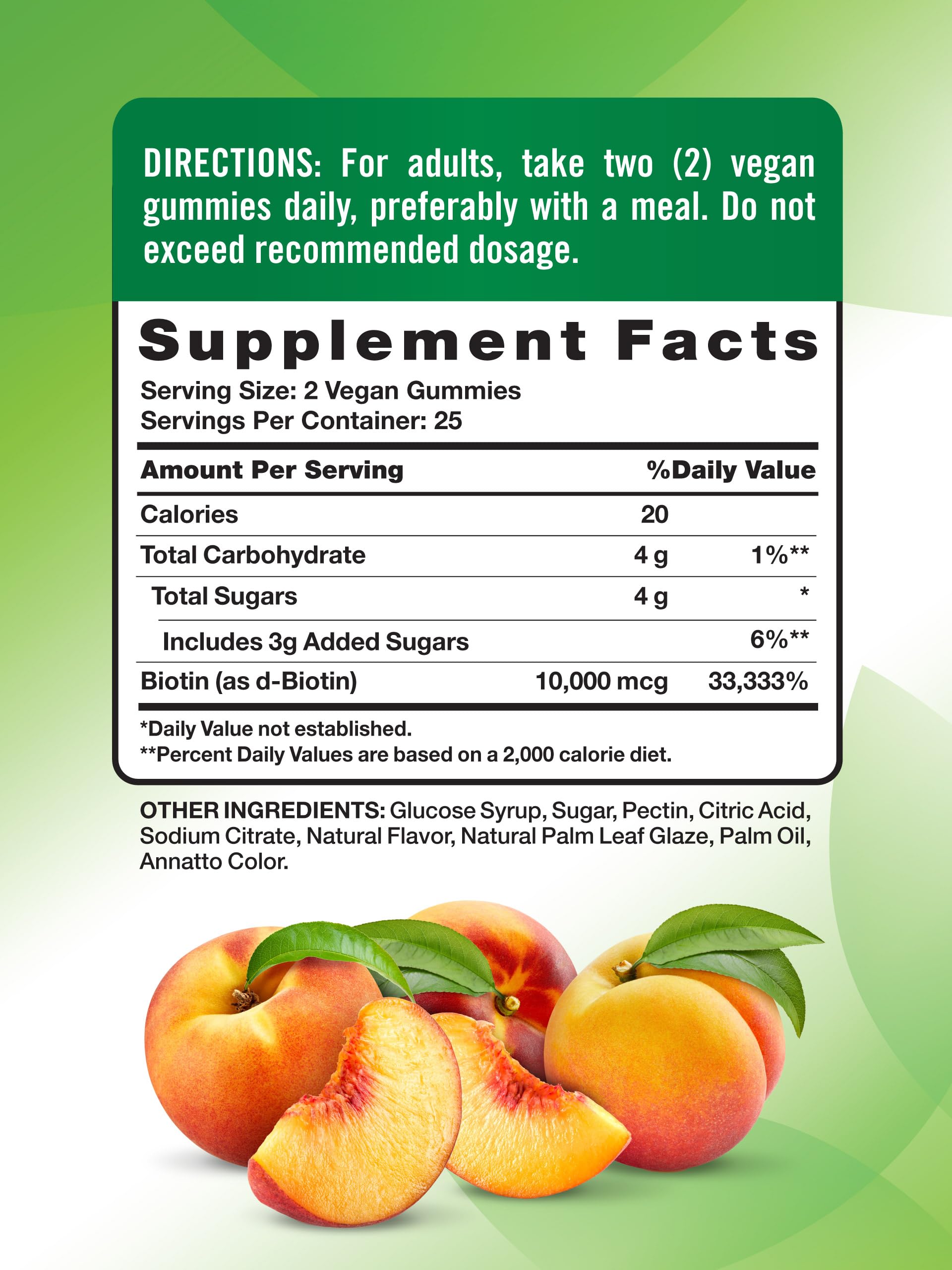 Biotin Gummies label close up