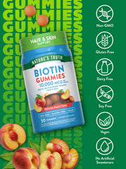 Vegan non-GMO gluten-free Biotin Gummies peach flavor serving