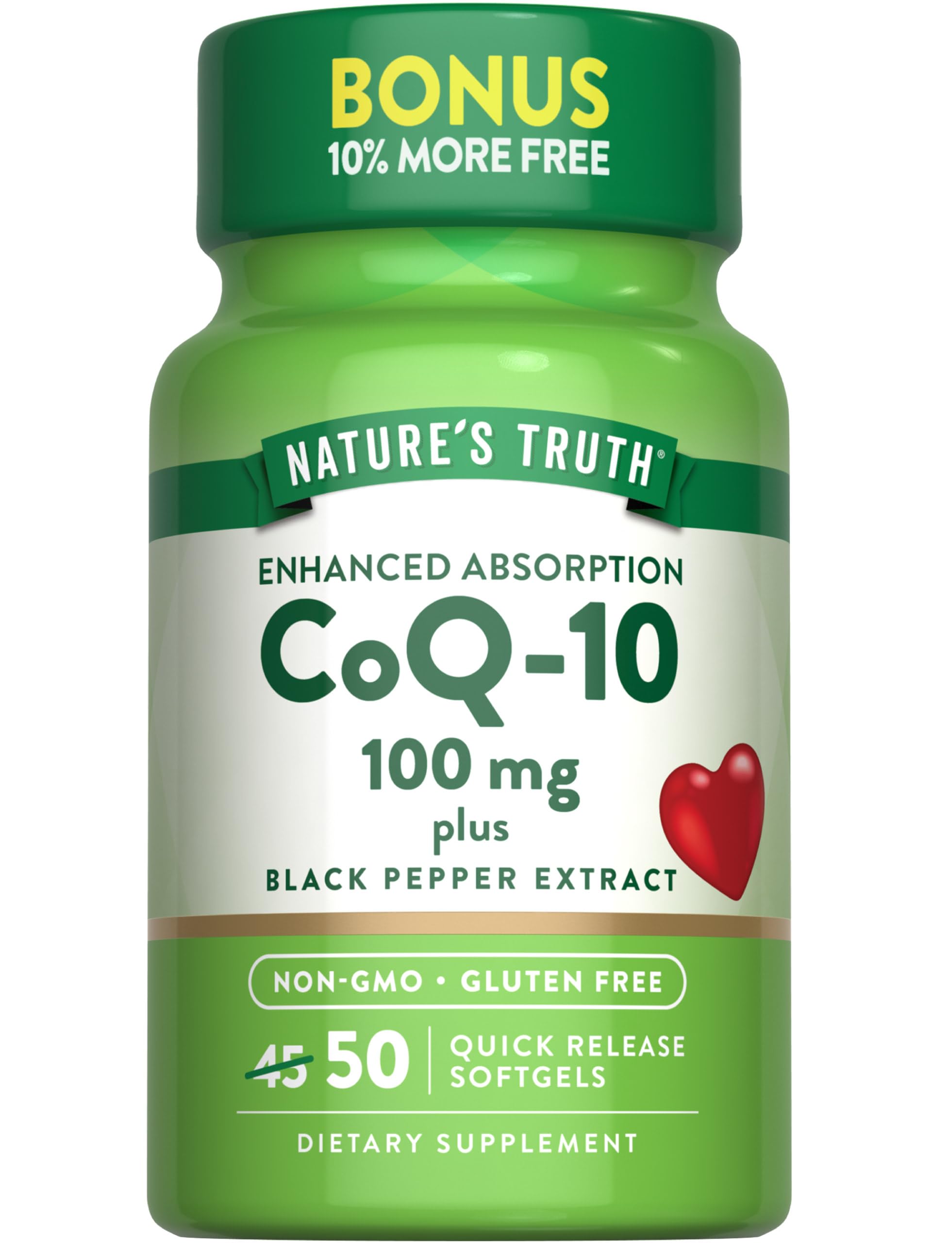 Nature's Truth CoQ10 100mg softgels bottle, 50-count (hero image)