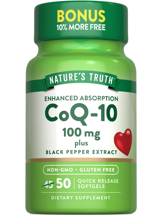 Nature's Truth CoQ10 100mg softgels bottle, 50-count (hero image)