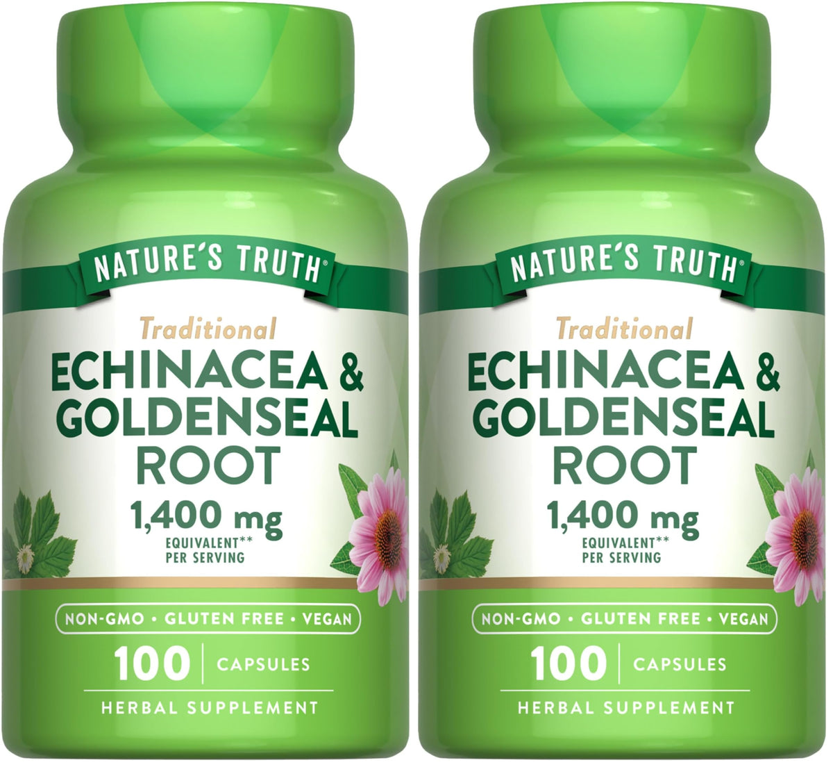 Nature's Truth Echinacea Goldenseal capsules bottle with label