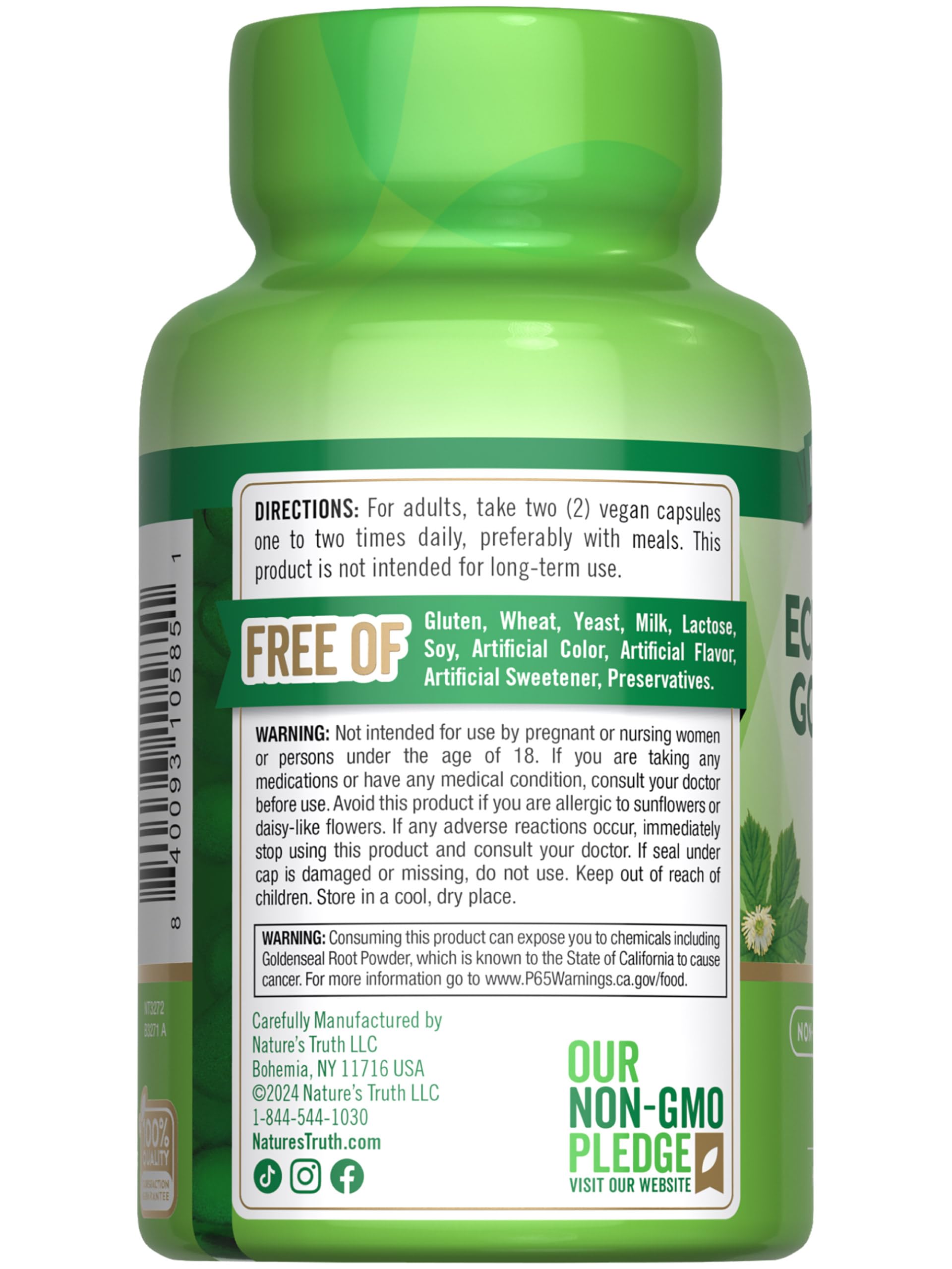 Herbal support complex bottle emphasizing Echinacea and Goldenseal