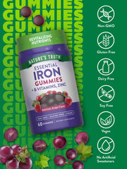 Nutrition facts for Nature's Truth Iron Gummies