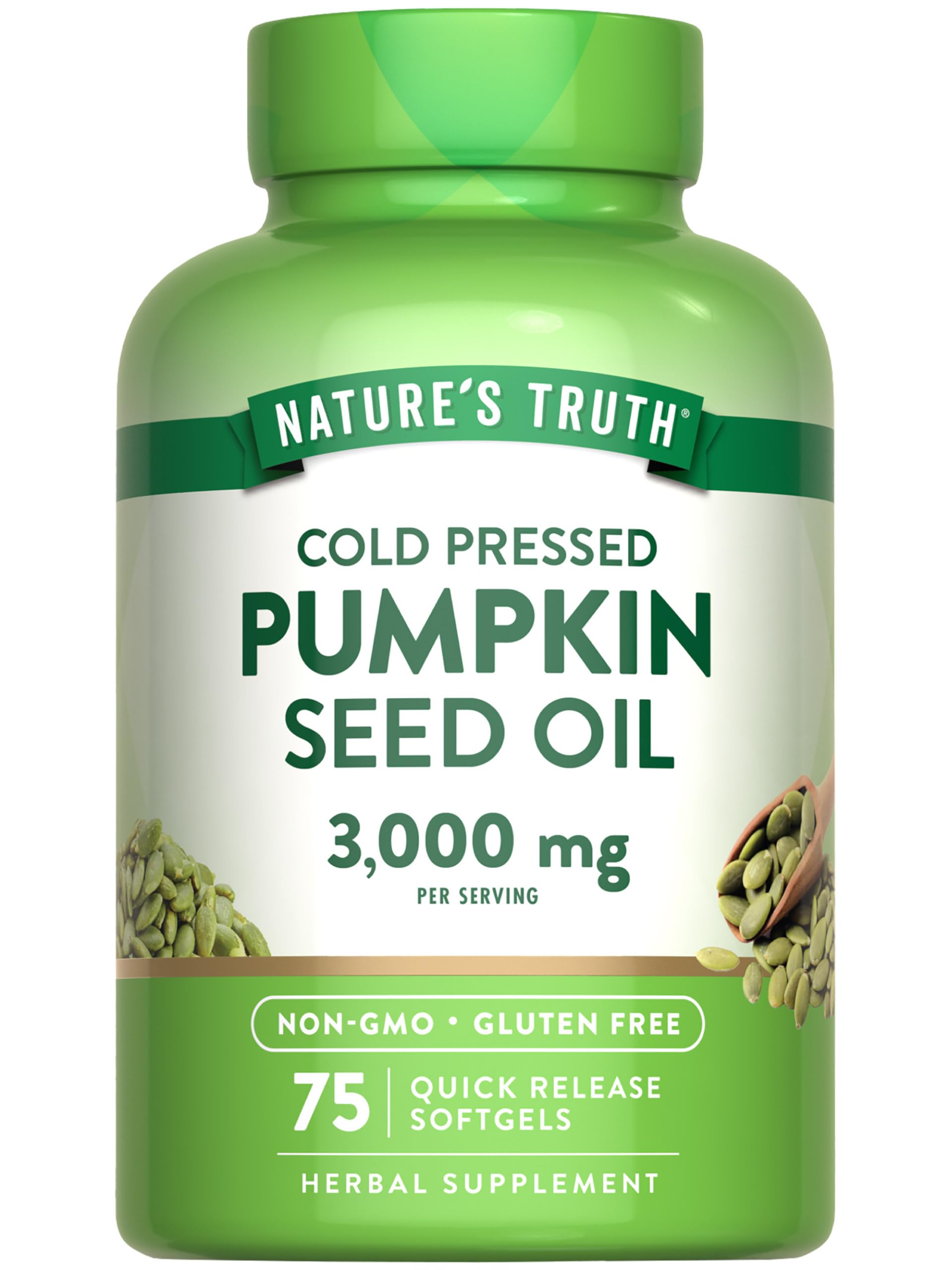 Nature's Truth Pumpkin Seed Oil 3000 mg, 75 softgels, cold pressed