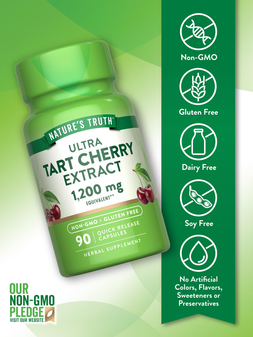 Non-GMO label on Nature's Truth Tart Cherry Extract bottle