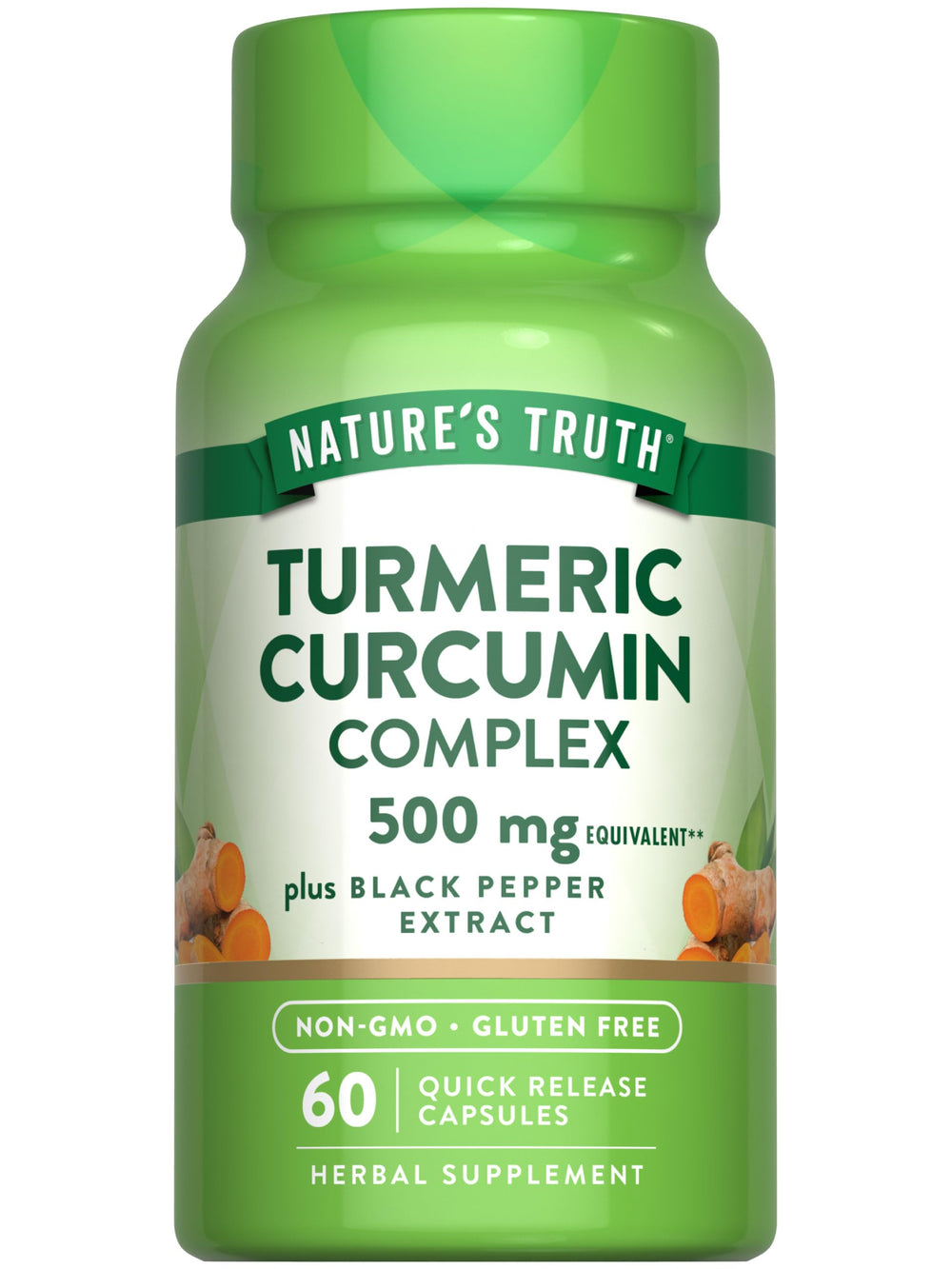 Bottle of Nature's Truth Turmeric Curcumin with Black Pepper Extract and 60 capsules