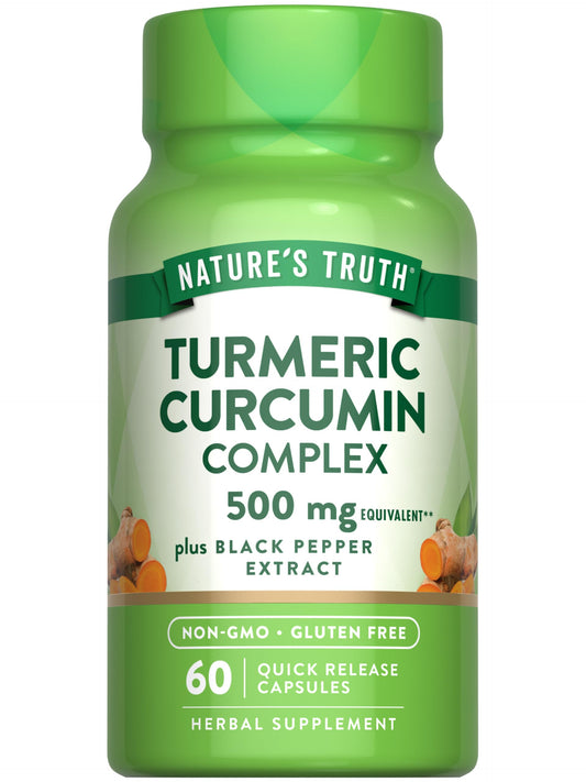 Bottle of Nature's Truth Turmeric Curcumin with Black Pepper Extract and 60 capsules