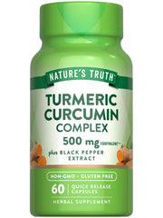 Bottle of Nature's Truth Turmeric Curcumin with Black Pepper Extract and 60 capsules