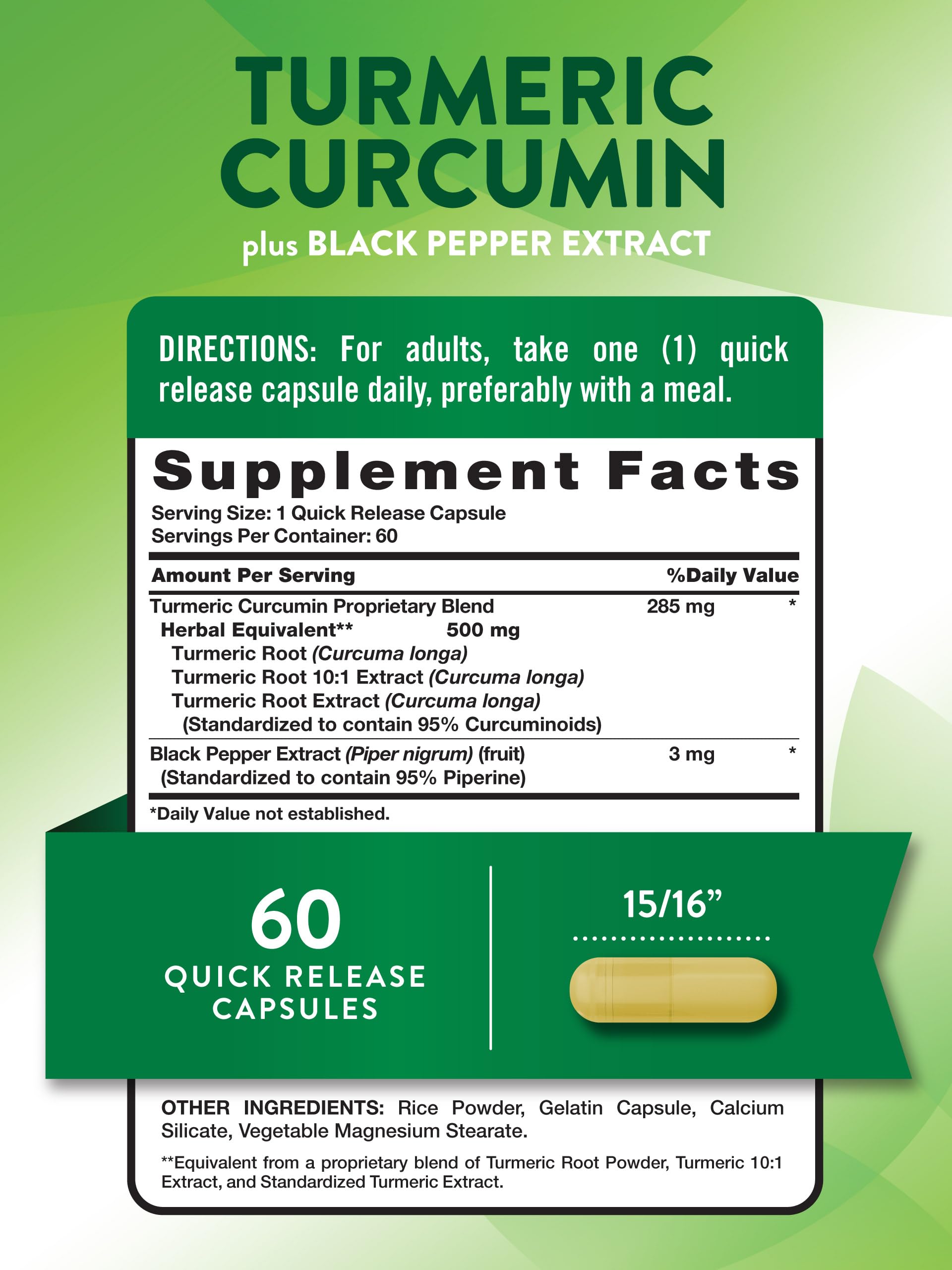 Quick-release turmeric curcumin capsules ready for daily use