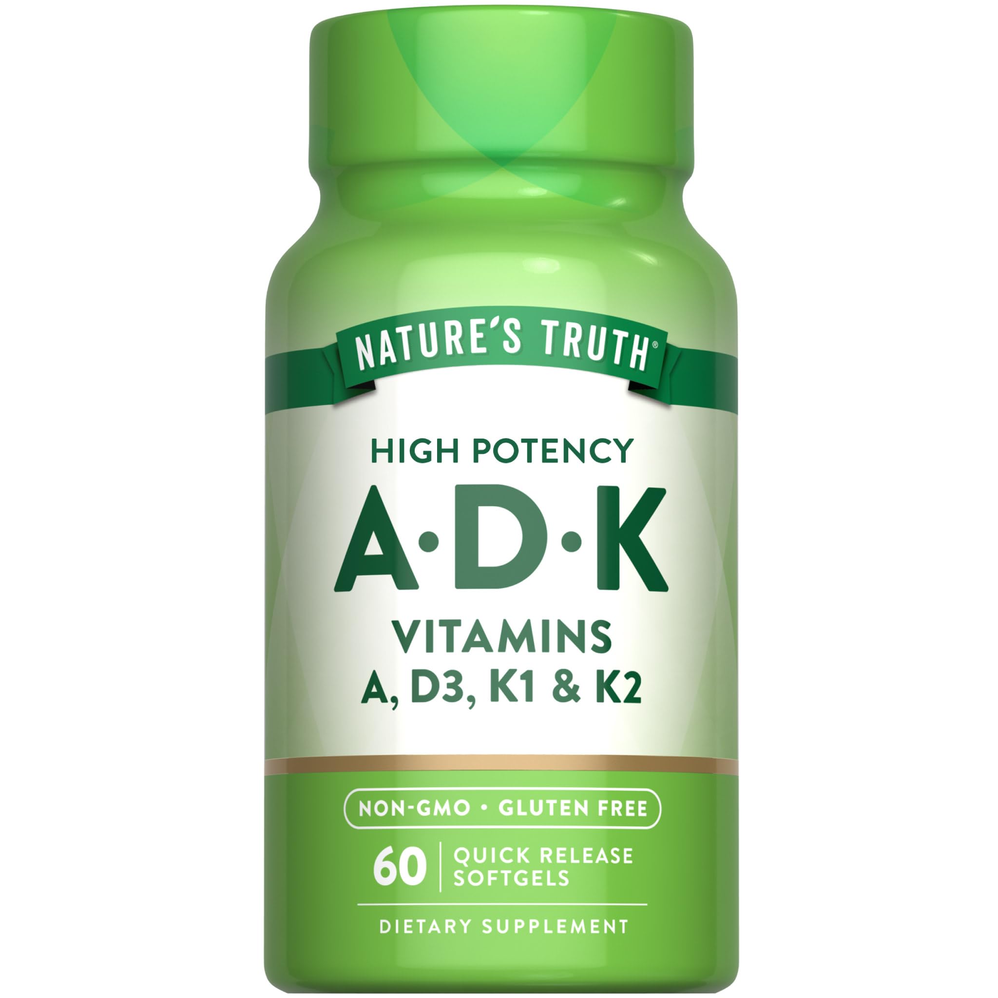 Bottle of Nature’s Truth Vitamin ADK Softgels