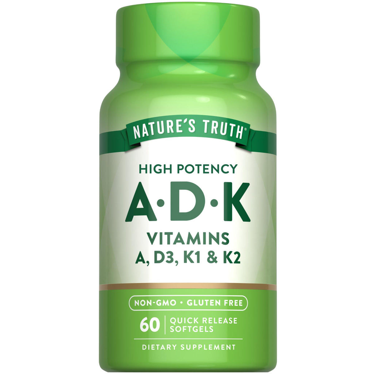 Bottle of Nature’s Truth Vitamin ADK Softgels