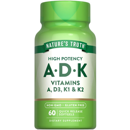 Bottle of Nature’s Truth Vitamin ADK Softgels