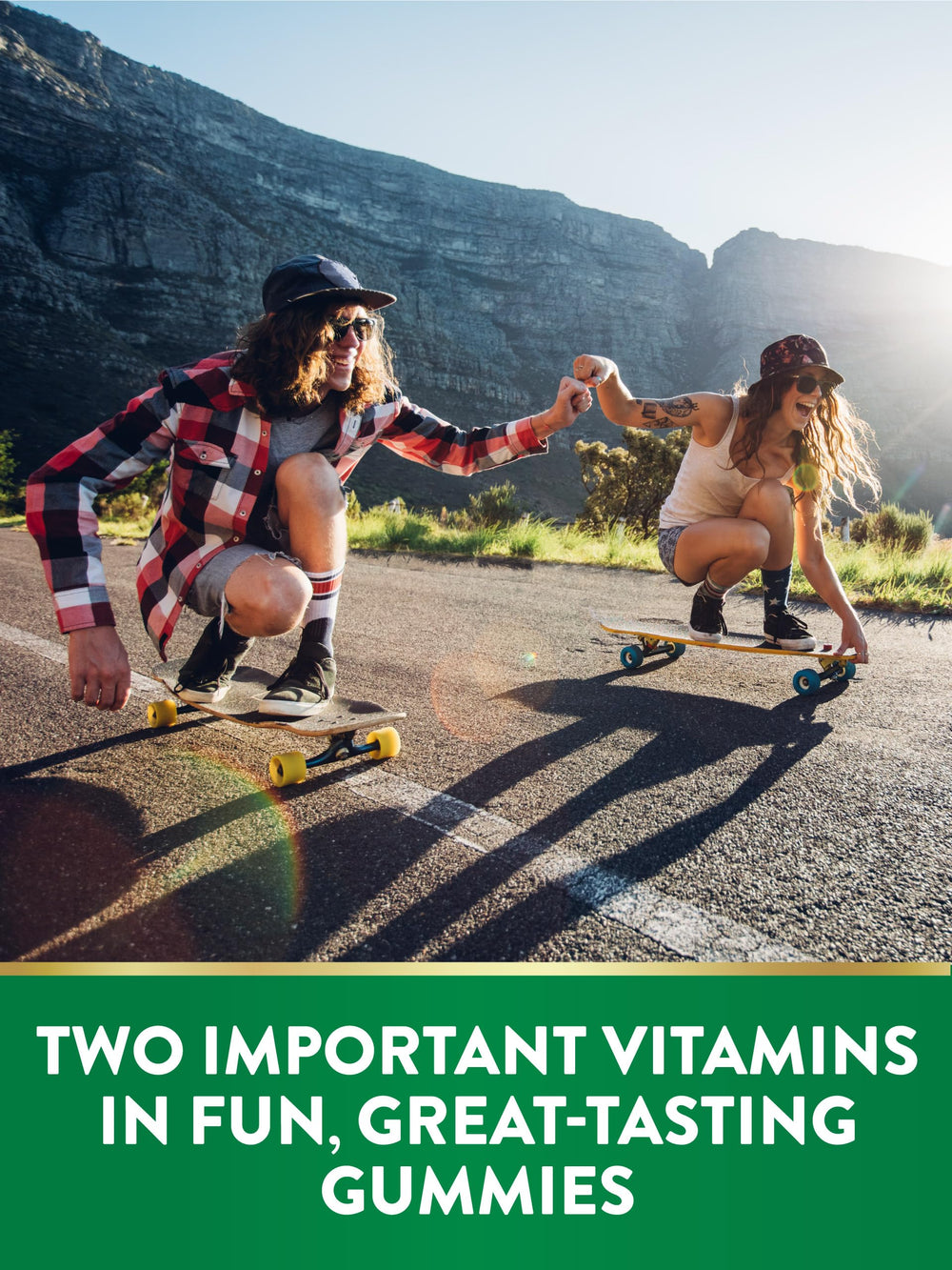 Front label highlighting D3 and K2 in gummies