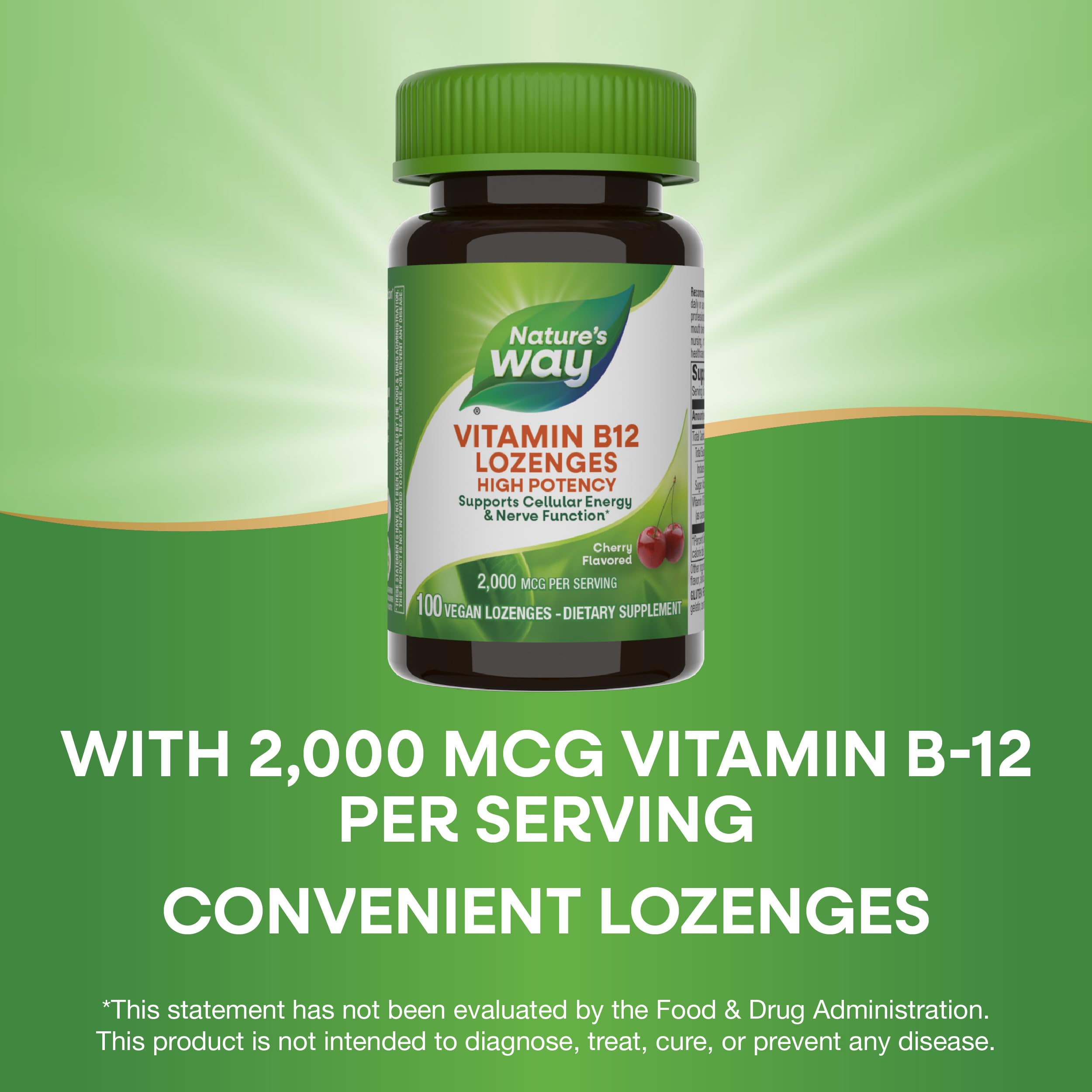 Nutrition facts for Nature's Way Vitamin B12 lozenge 2000 mcg