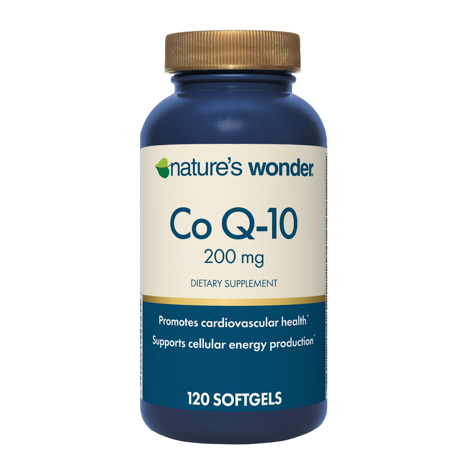Nature's Wonder CoQ10 200mg softgel bottle on white background
