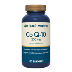 Nature's Wonder CoQ10 200mg softgel bottle on white background