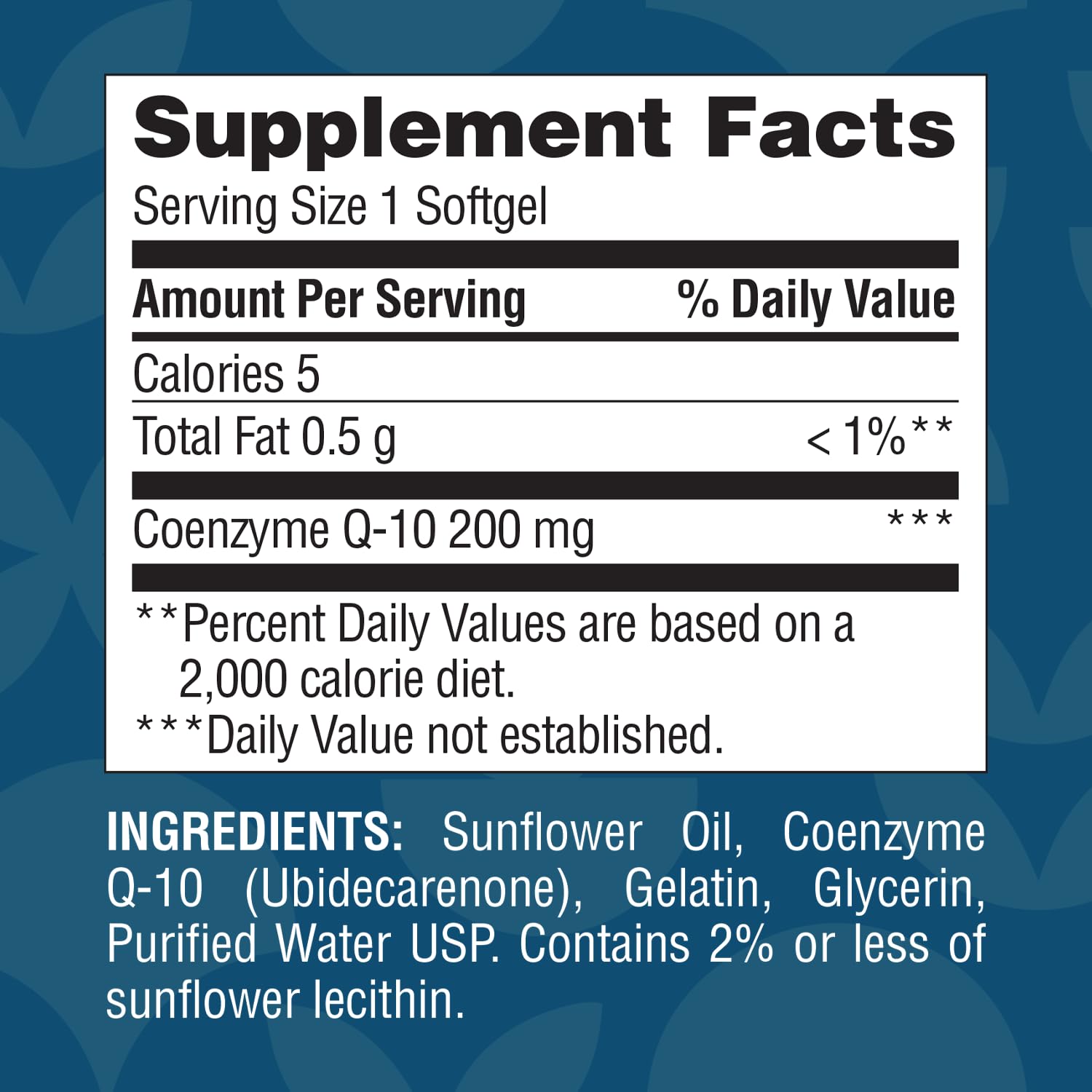 Close-up of CoQ10 200mg softgel capsules