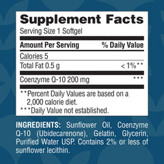 Close-up of CoQ10 200mg softgel capsules