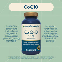 Nature's Wonder CoQ10 bottle label detail