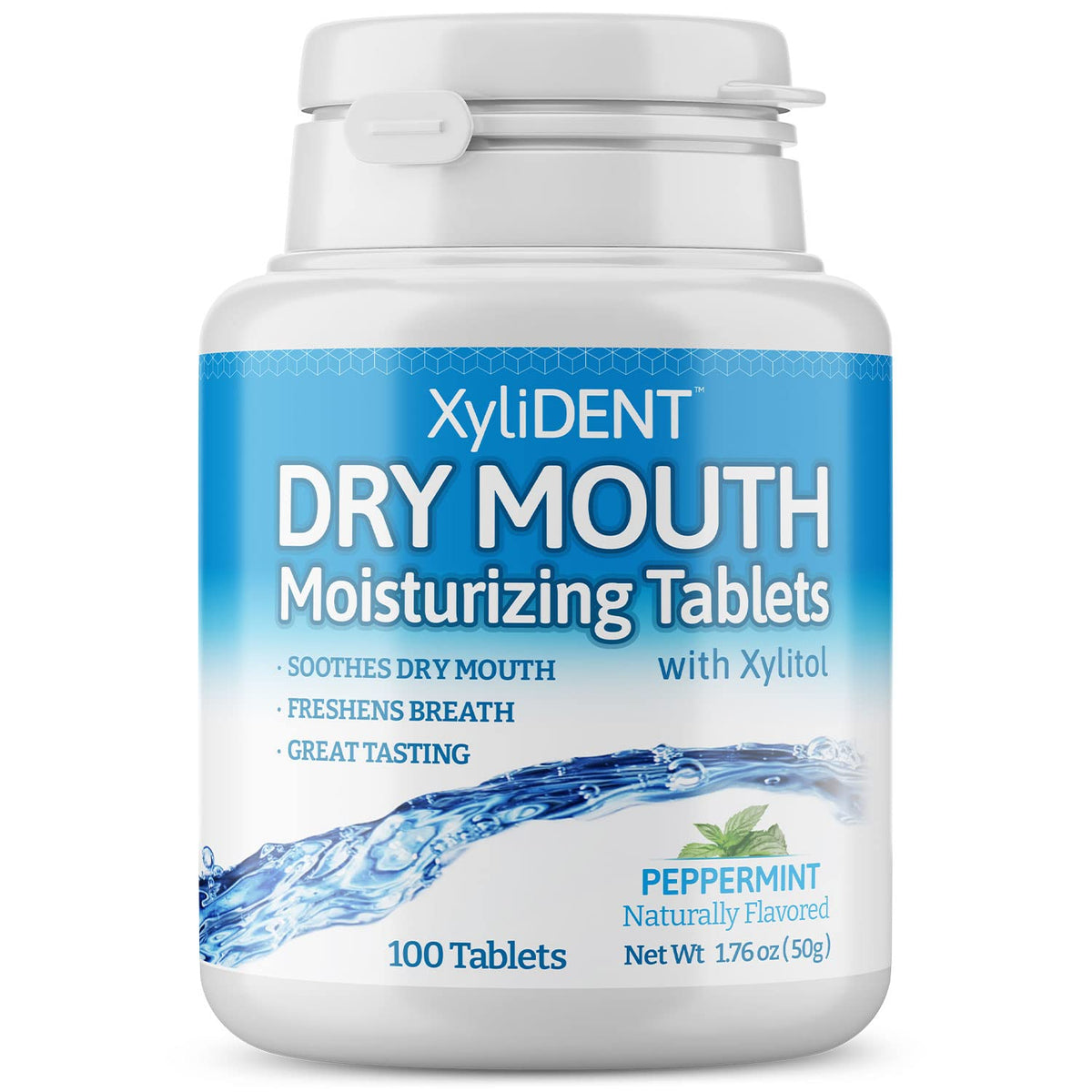 Nature's Stance XyliDENT dry mouth tablets bottle with peppermint flavor