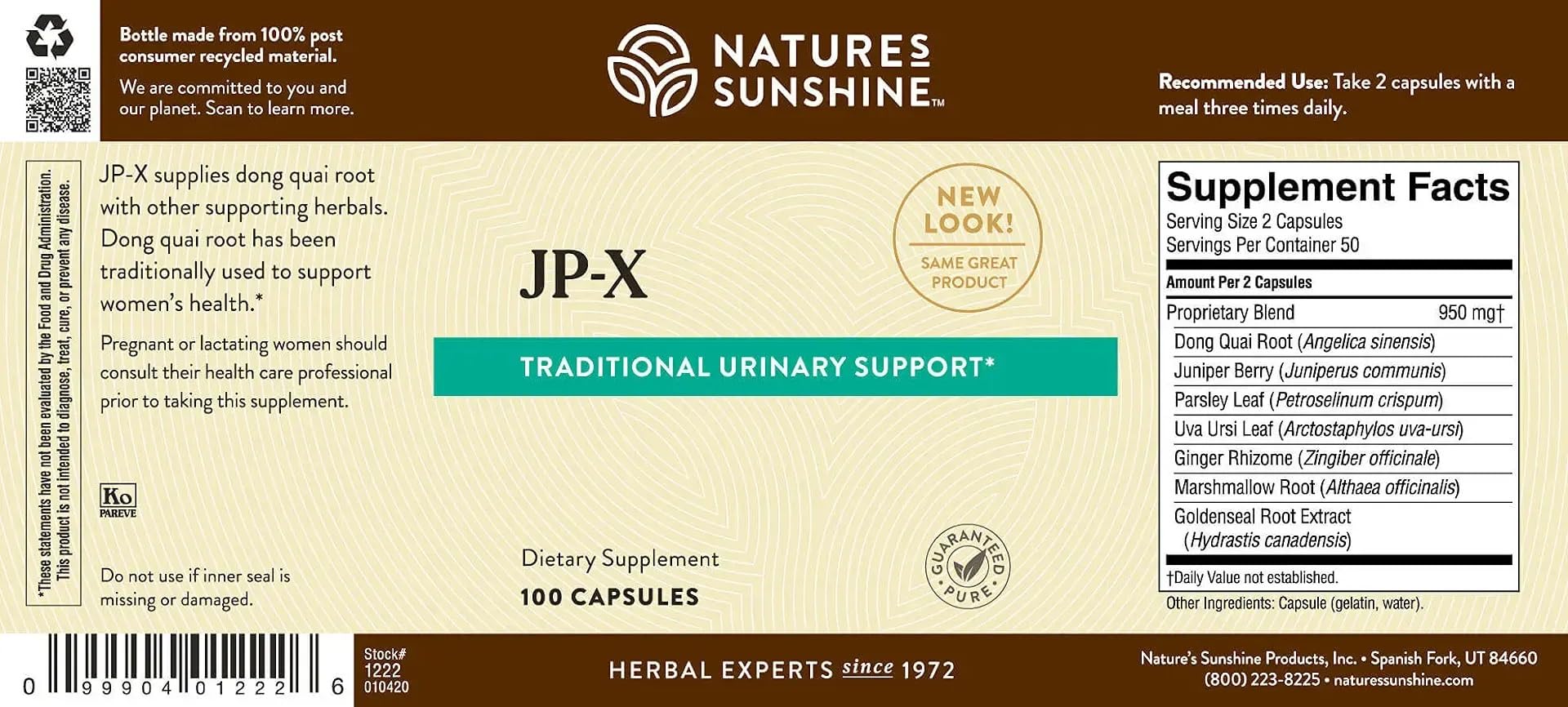 JP-X bottle with packaging showing 100 capsules