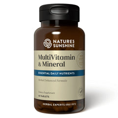 Front view of Nature's Sunshine Multivitamins and Minerals bottle - 60 tablets